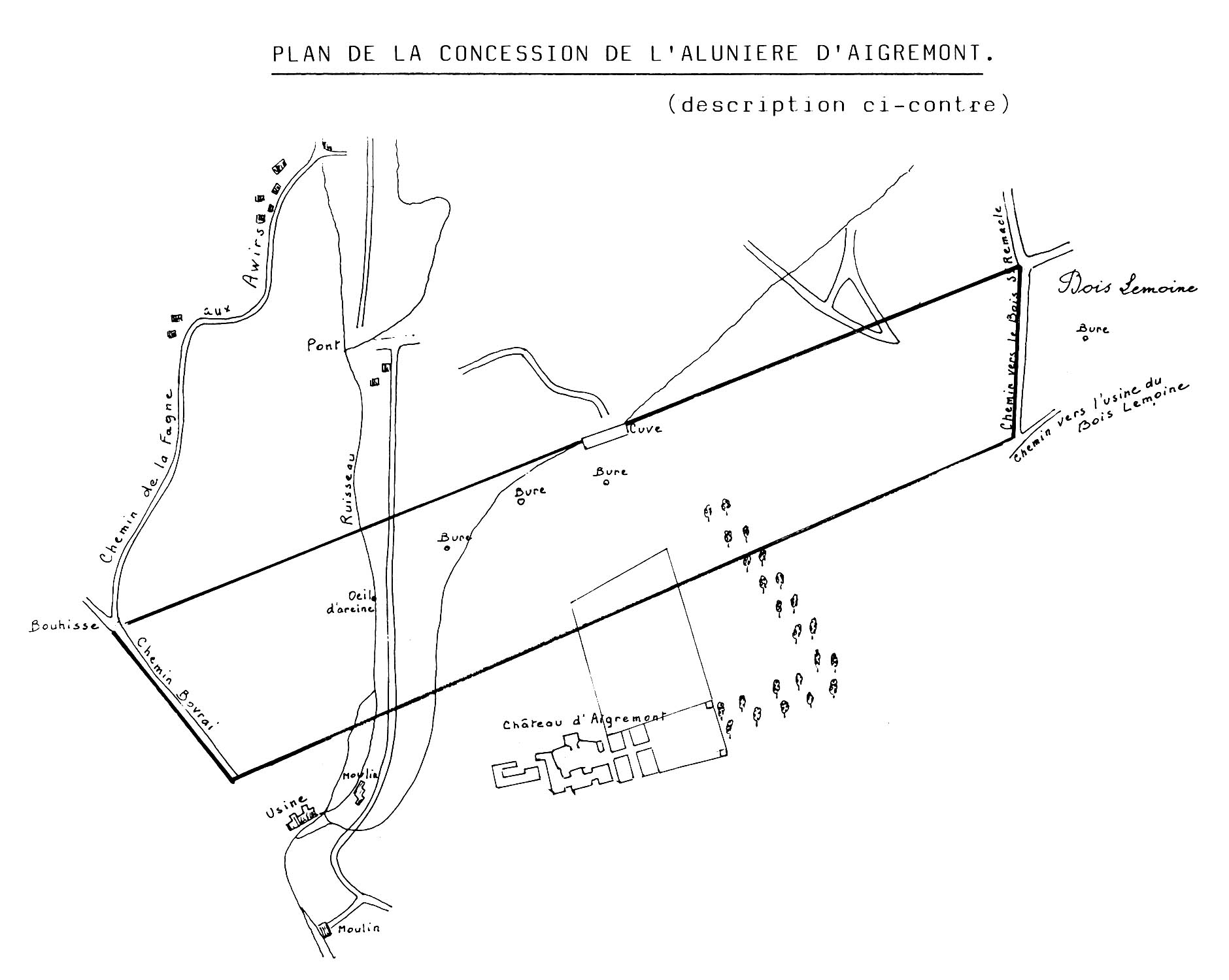Plan de la concession de l'alunière d'Aigremont