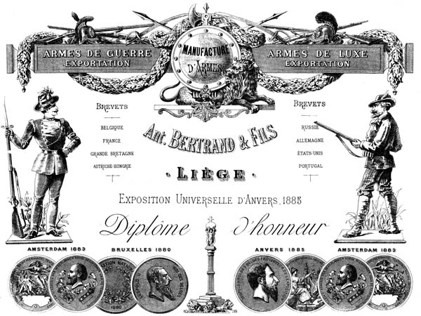 Manufacture d'armes Antoine Bertrand & Fils - Liege 1842-1900