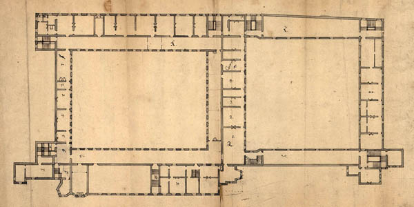 Plan du palais de Liège avant 1734 - Archives de l'Etat à Liège