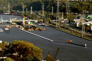 Chantier de la nouvelle écluse du pont barrage d'Ivooz Ramet