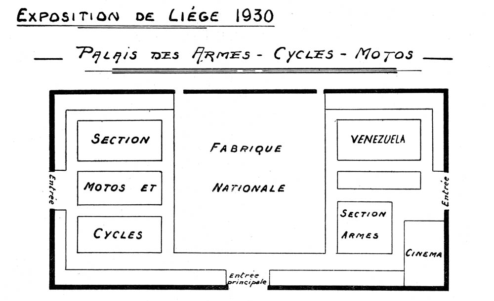 Liege Expo 1930 - Plan du Palais des Armes, Cycles et Motos
