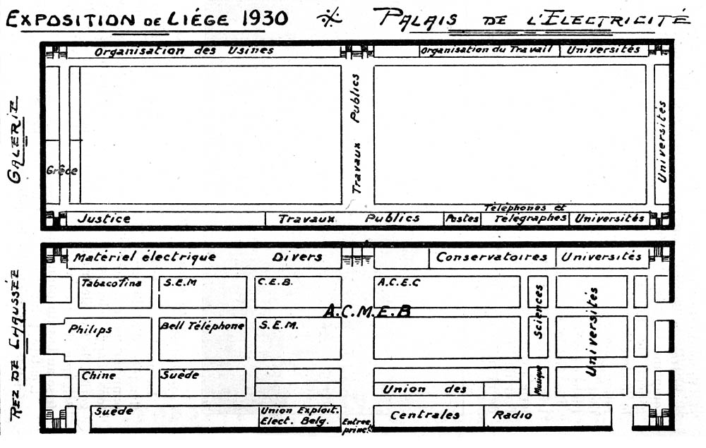 Liege Expo 1930 - Plan du Palais de l'Electricité