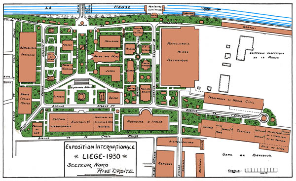 Exposition internationale Liege 1930 - Plan du Secteur Nord - Rive Droite