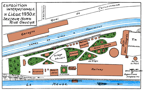 Exposition internationale Liege 1930 - Plan du Secteur Nord - Rive Gauche