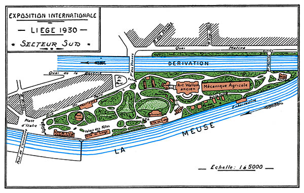 Exposition internationale Liege 1930 - Plan du Secteur Sud