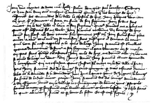 Résumé en langue romane (1408) de la Charte de Huy de 1066