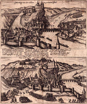 Vue de Huy - 1600-Hogenberg