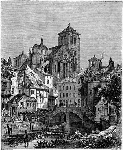 Vue de Huy - 1854 van der Hecht