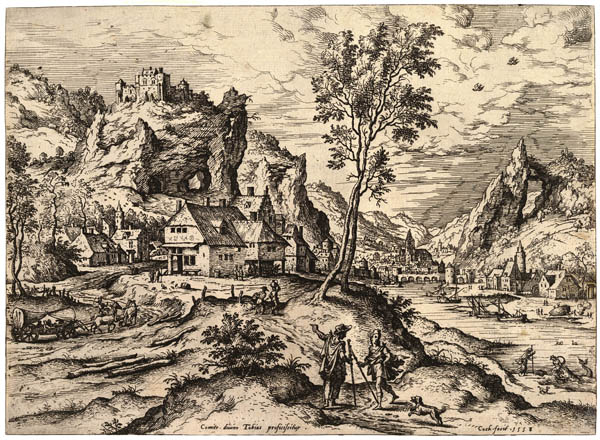 1558 Hieronimus Cock - Tobias et l'arcange Gabriel