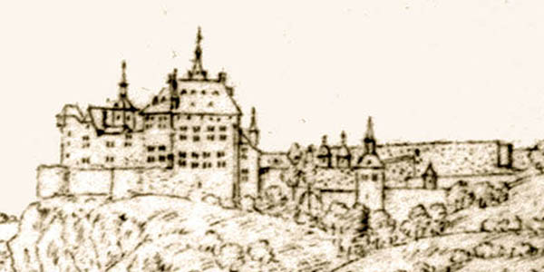 Vue du château de Choquier et ses environs au bord de la Meuse - Remacle Leloup