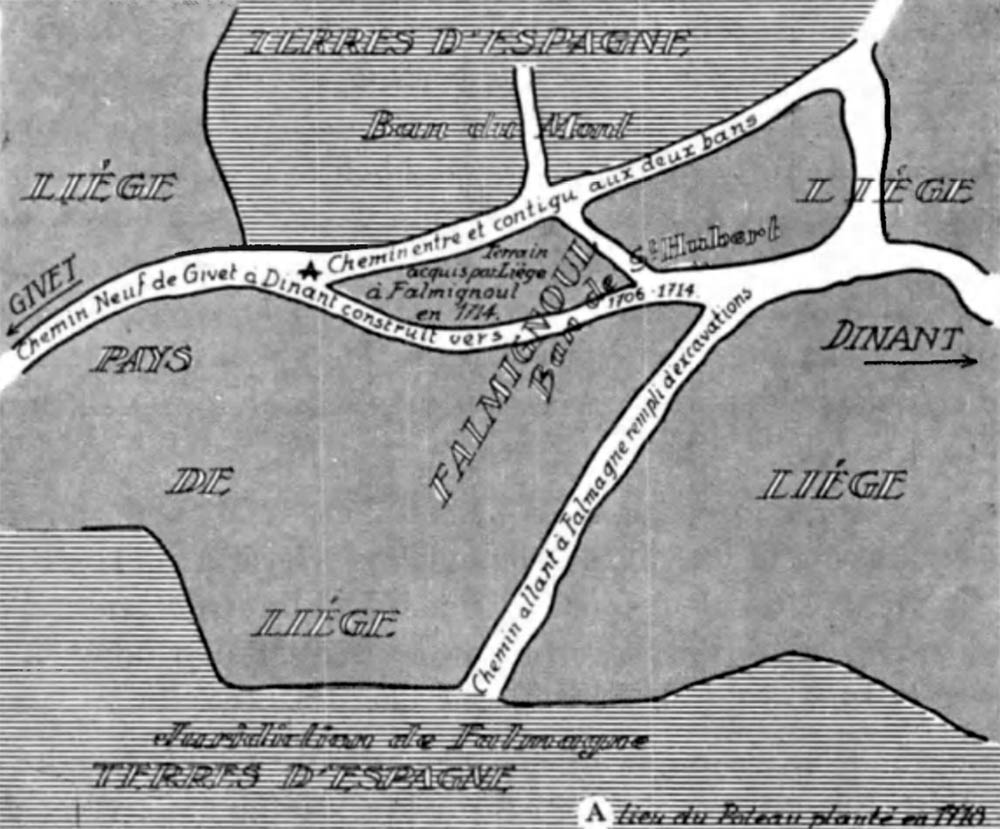 Lieu du poteau planté en 1749 sur le Chemin neuf Liège-Sedan