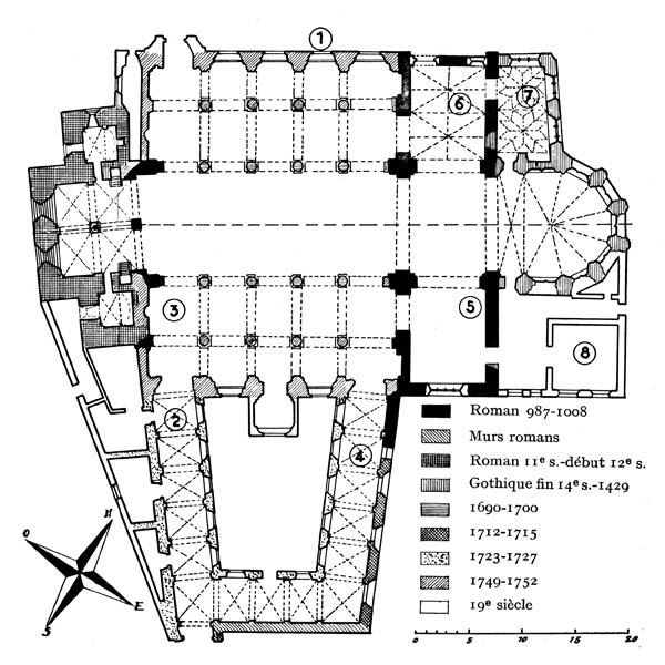 Plan de la collégiale Saint Denis à Liège - N FRAIKIN et R FORGEUR