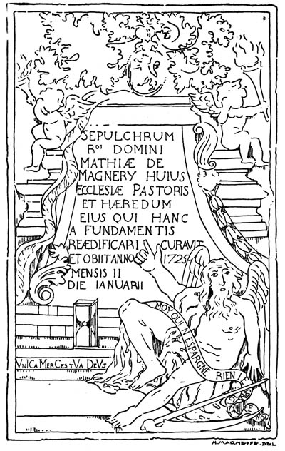 Saint Remacle au Pont - Pierre tombale du curé Mathieu de Magnery