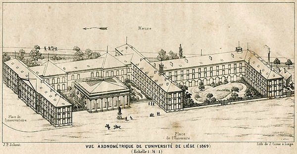 1869 - Schmit - Vue axonométrique de l'Université de Liège