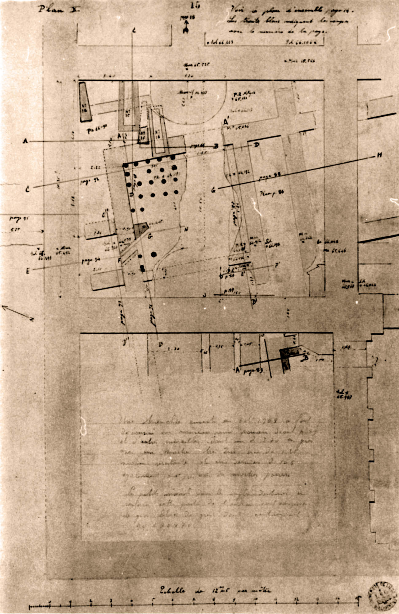 Extrait du manuscrit  de P Lohest relatif à l'hypocauste de la villa romaine
